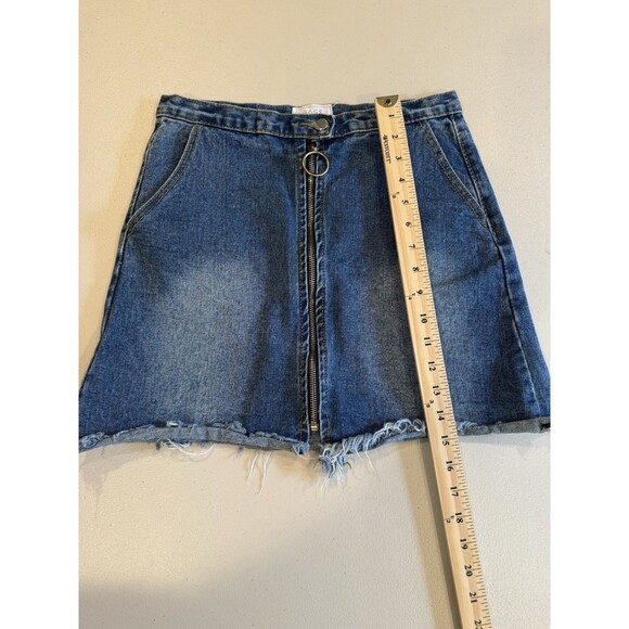 Sage The Label Skirt Womens Medium Denim Pockets Raw Hem Western Vacation Travel - Picture 5 of 5